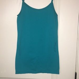 blue tank with spaghetti straps